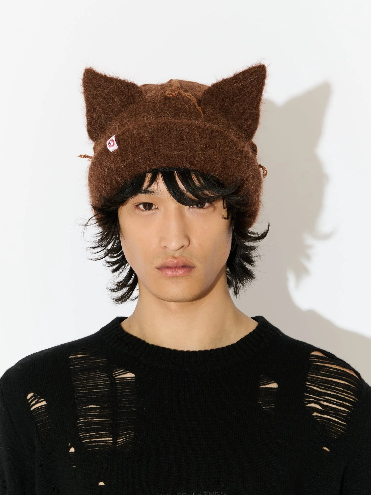ALPACA CHUNKY EARS BEANIE in BROWN - Image 2