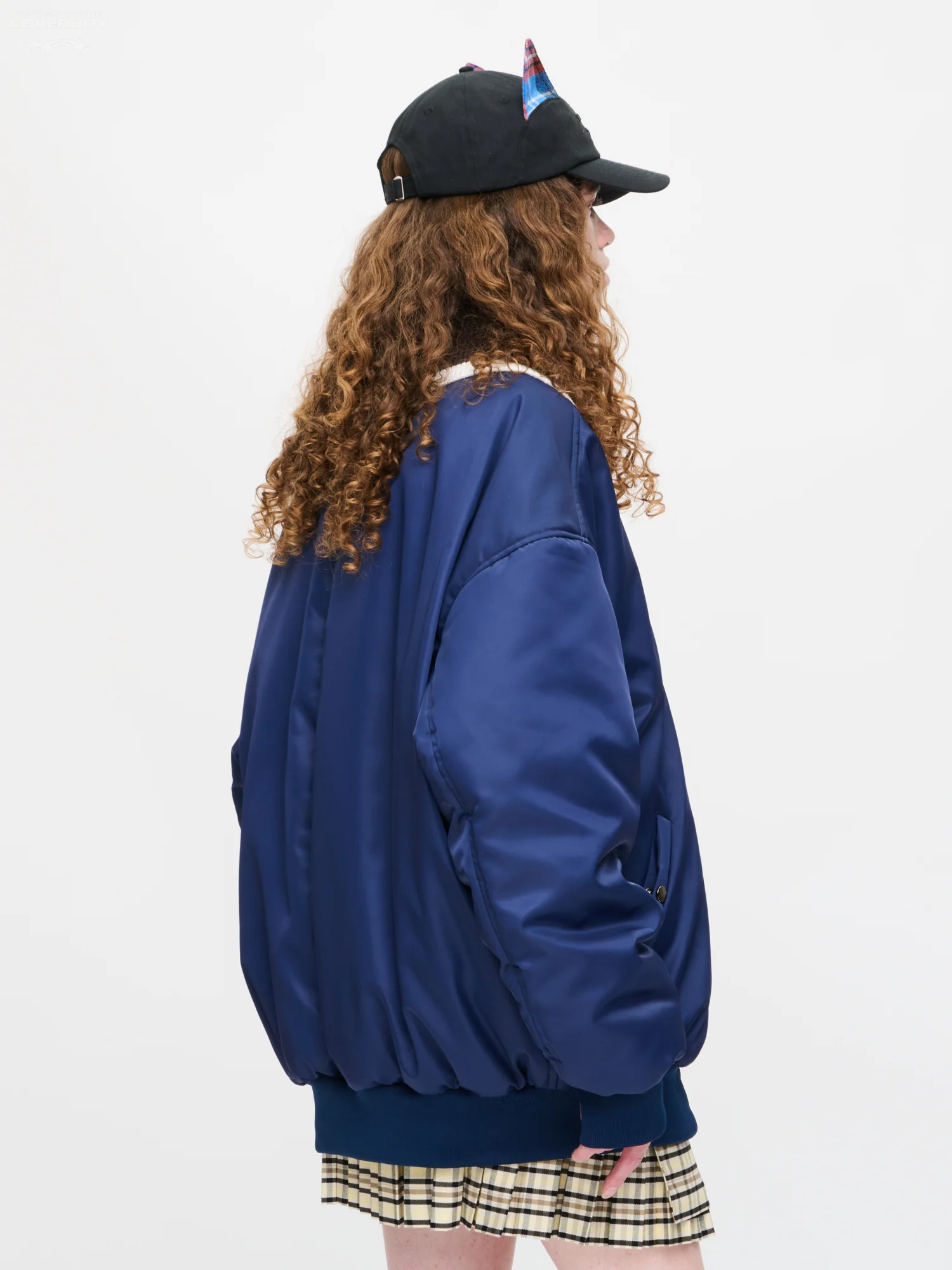 BOMBER JACKET WITH KNITTED COLLAR in NAVY - Image 7