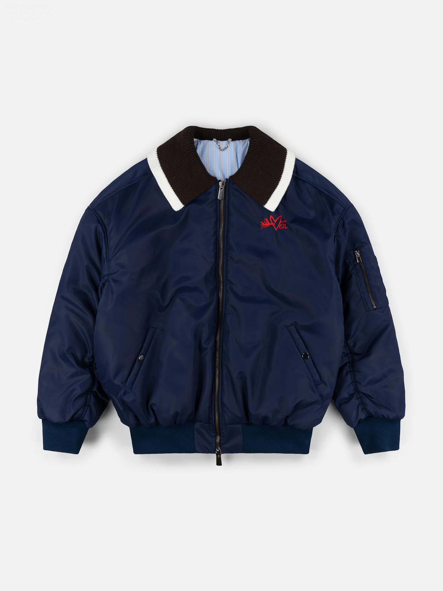BOMBER JACKET WITH KNITTED COLLAR in NAVY - Image 9