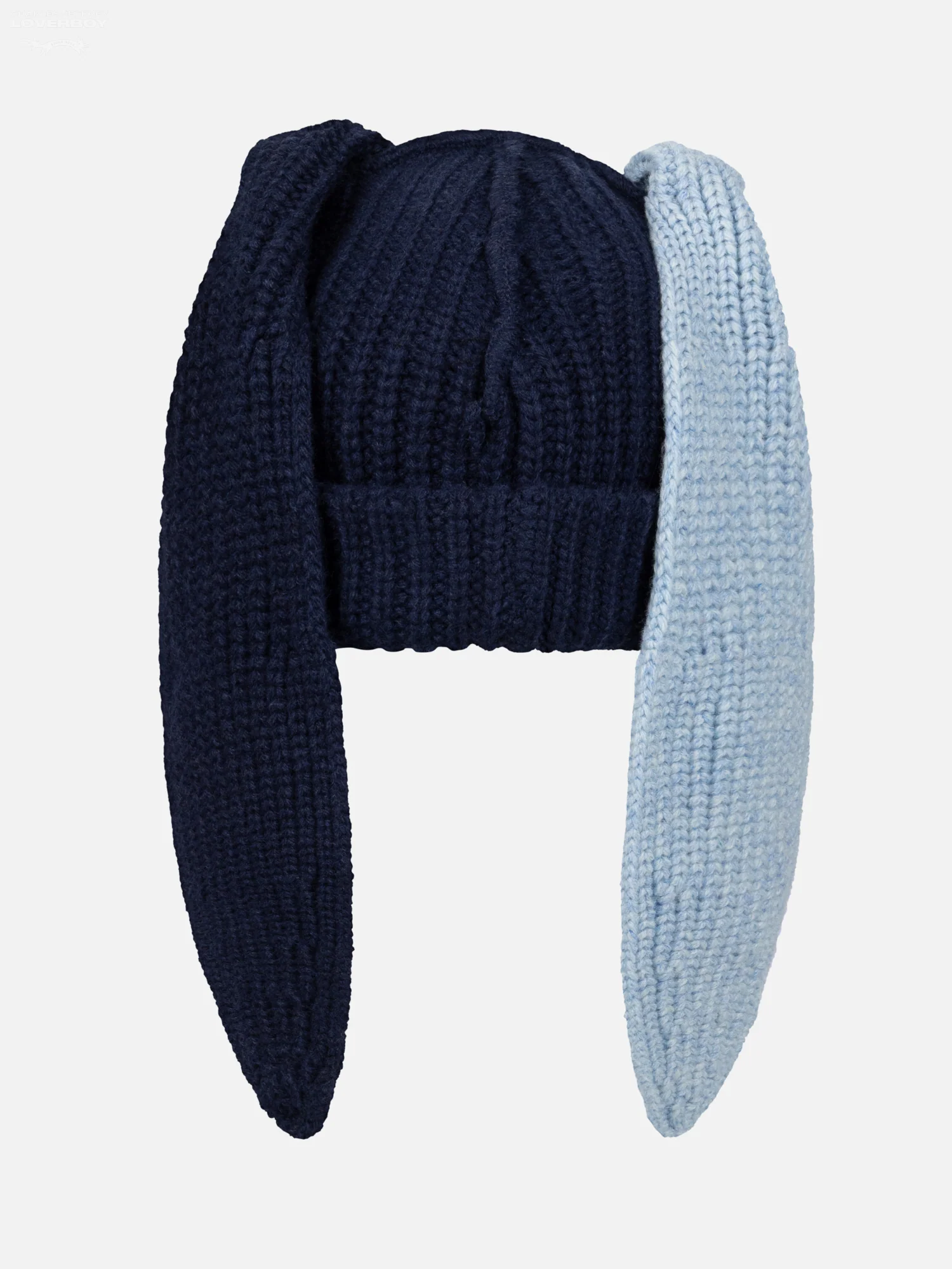 CHUNKY RABBIT BEANIE in NAVY LIGHT BLUE - Image 5