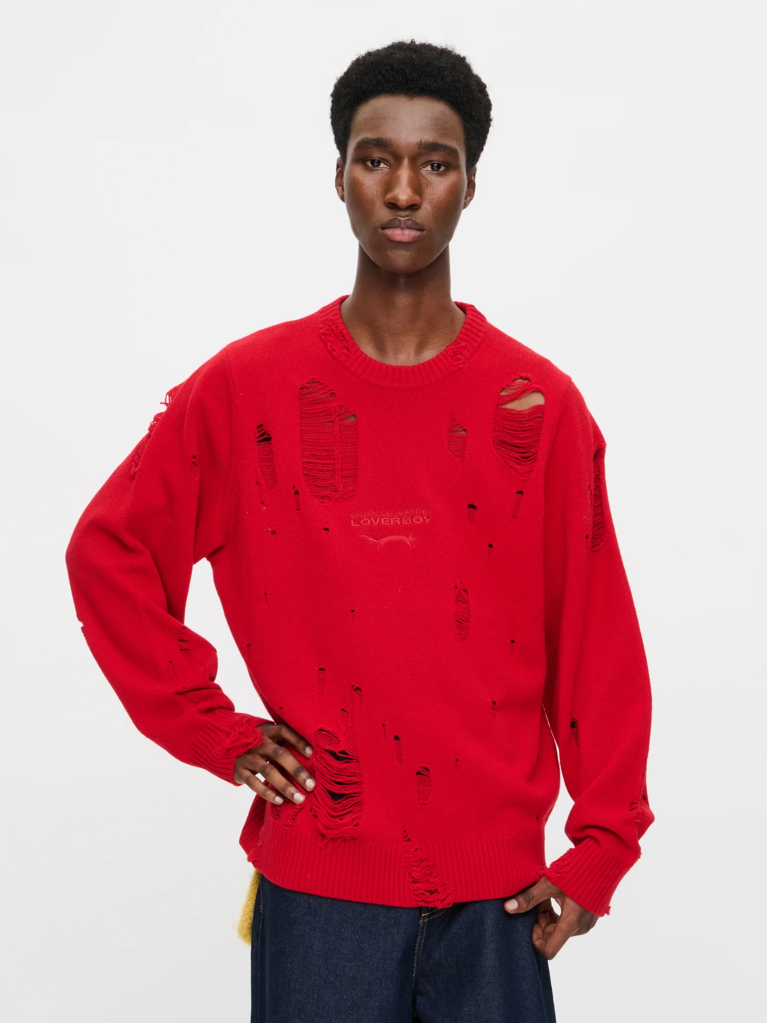 DISTRESSED LOGO JUMPER in RED - Image 3
